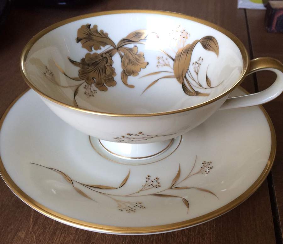 Golden Orchid Footed Cup & Saucer Set by Heinrich - H&C-1