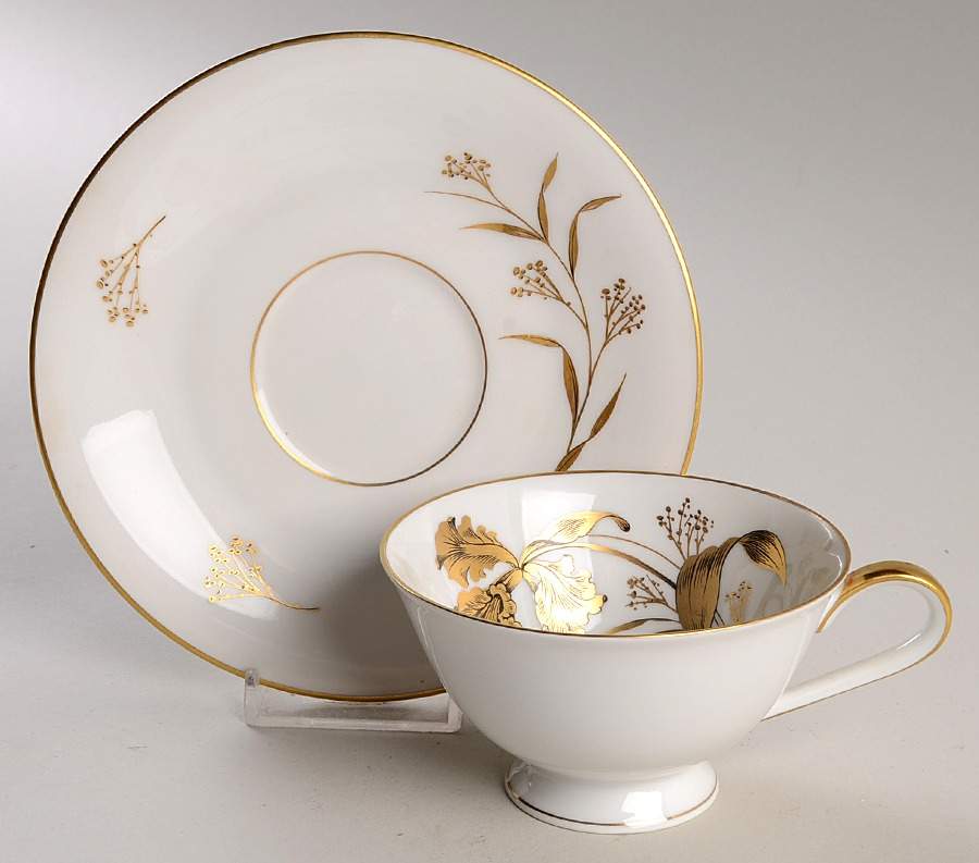 Golden Orchid Footed Cup & Saucer Set by Heinrich - H&C-1