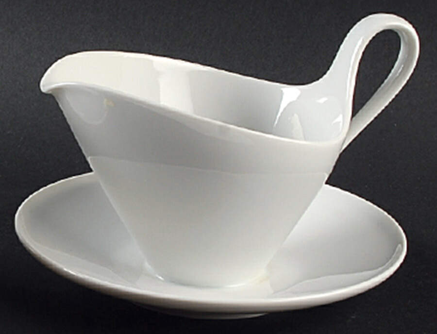 Grazie White Gravy Boat with Attached Underplate by Heinrich - H&C-1
