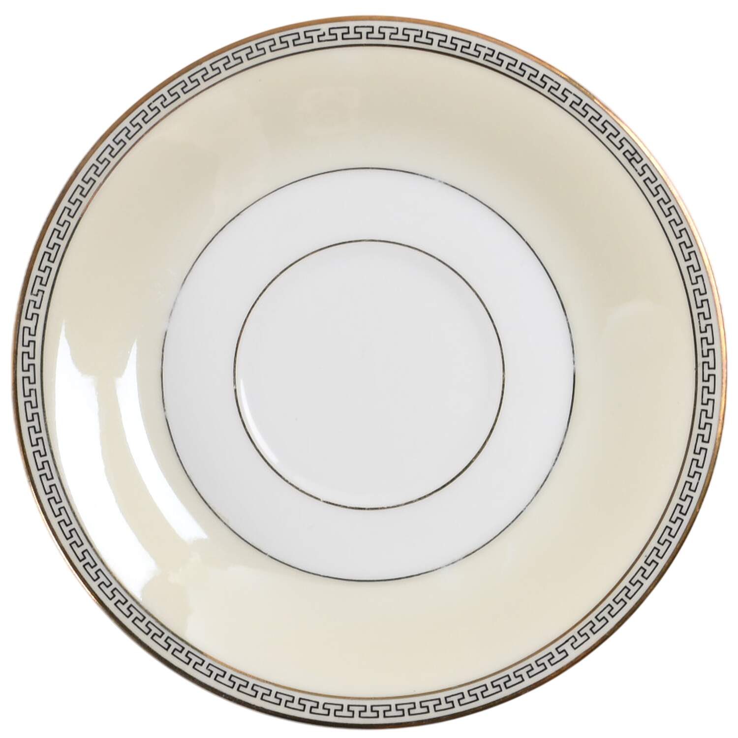 Greek Key Black (Cream Rim, White Center) Saucer by Heinrich - H&C-1