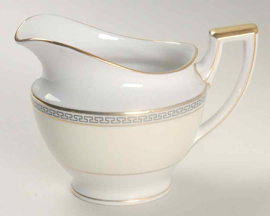 Greek Key Black (Cream Rim, White Center) Creamer by Heinrich - H&C-1