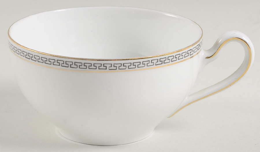 Greek Key Black (White Background) Flat Cup by Heinrich - H&C-1
