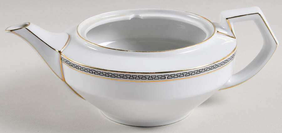 Greek Key Black (White Background) Teapot No Lid by Heinrich - H&C-1