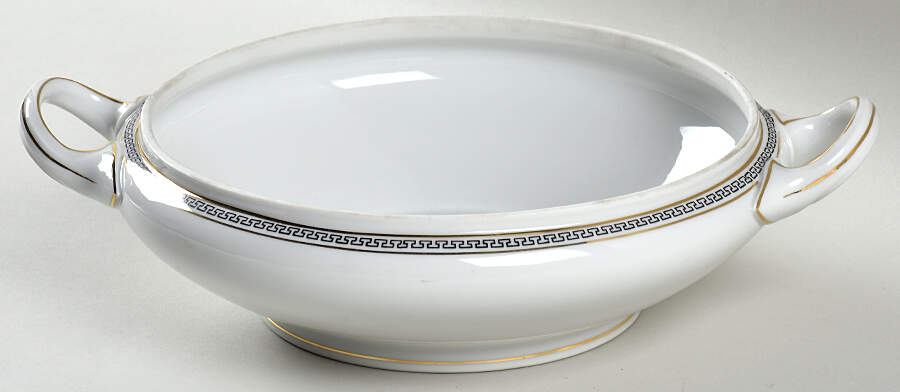 Greek Key Black (White Background) Round Vegetable No Lid by Heinrich - H&C-1