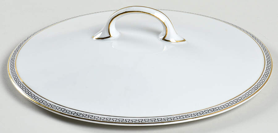 Greek Key Black (White Background) Lid for Round Vegetable by Heinrich - H&C-1