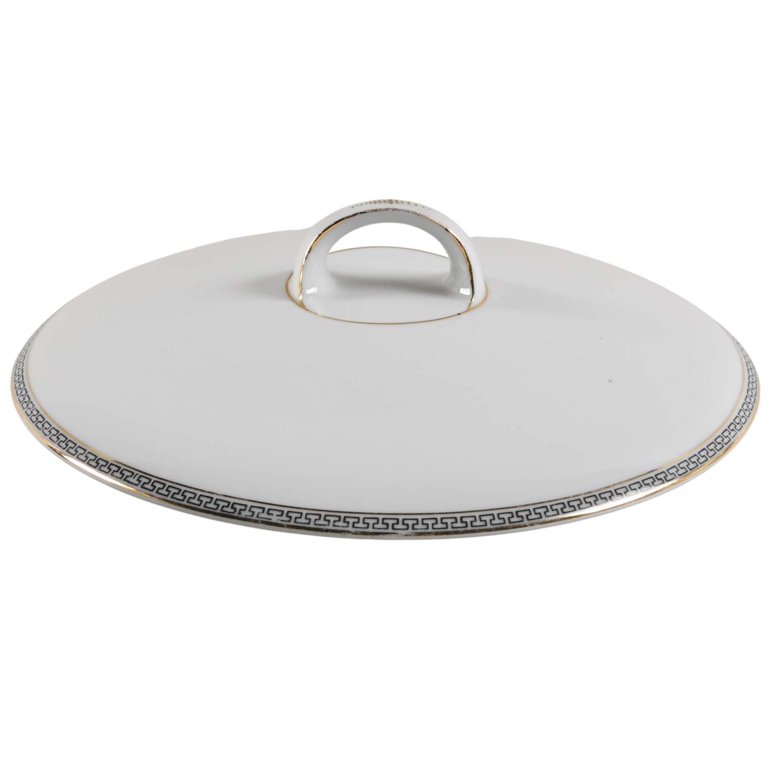 Greek Key Black (White Background) Lid for Round Vegetable by Heinrich - H&C-1