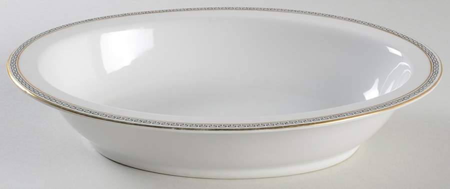 Greek Key Black (White Background) 10" Oval Vegetable Bowl by Heinrich - H&C-1