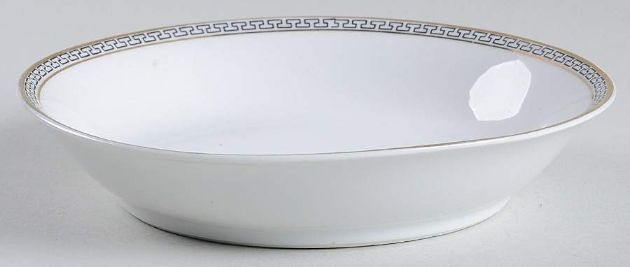Greek Key Black (White Background) Fruit/Dessert (Sauce) Bowl by Heinrich - H&C-1