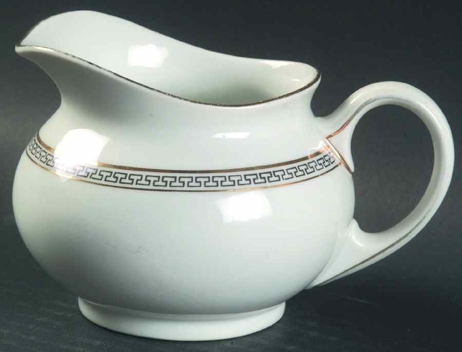 Greek Key Black (White Background) Creamer by Heinrich - H&C-1