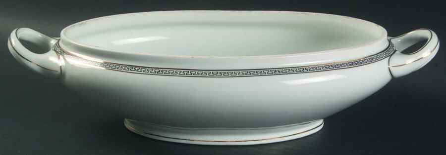 Greek Key Black (White Background) Oval Vegetable No Lid by Heinrich - H&C-1