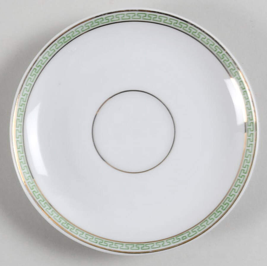Greek Key Green Saucer for Flat Demitasse Cup by Heinrich - H&C-1