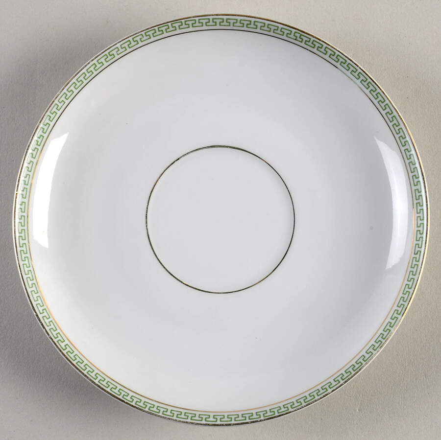 Greek Key Green Saucer for Flat Bouillon Cup by Heinrich - H&C-1