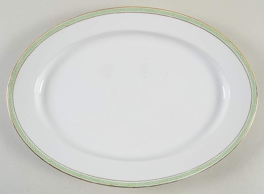 Greek Key Green 11" Oval Serving Platter by Heinrich - H&C-1