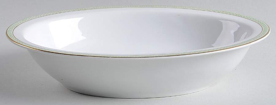 Greek Key Green 9" Oval Vegetable Bowl by Heinrich - H&C-1