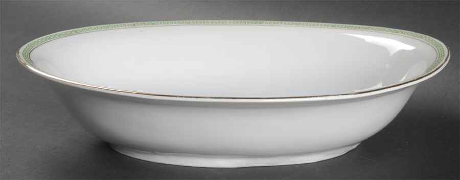 Greek Key Green 10" Oval Vegetable Bowl by Heinrich - H&C-1