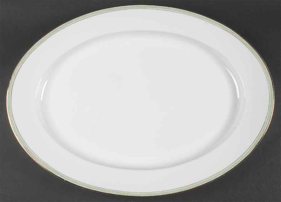 Greek Key Green 17" Oval Serving Platter by Heinrich - H&C-1