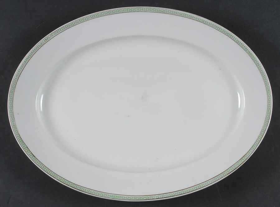 Greek Key Green 13" Oval Serving Platter by Heinrich - H&C-1