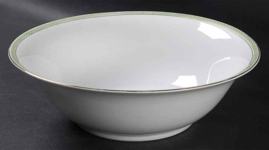 Greek Key Green 9" Round Vegetable Bowl by Heinrich - H&C-1