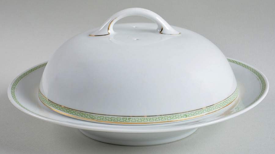 Greek Key Green Round Covered Butter by Heinrich - H&C-1