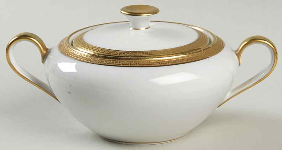 Greek Key Gold Sugar Bowl & Lid by Heinrich - H&C-1