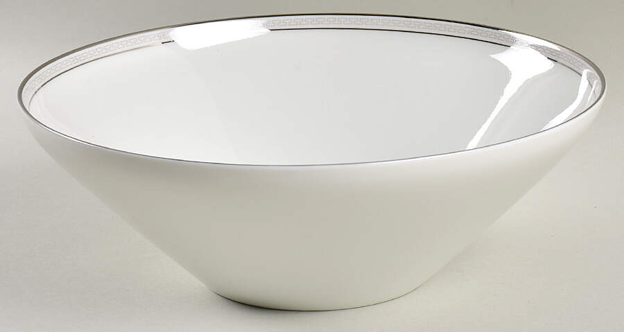 Greek Key Gray (Platinum Trim) 9" Round Vegetable Bowl by Heinrich - H&C-1