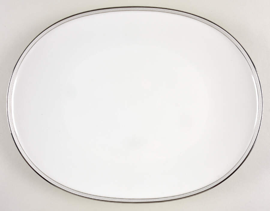 Greek Key Gray (Platinum Trim) 14" Oval Serving Platter by Heinrich - H&C-1