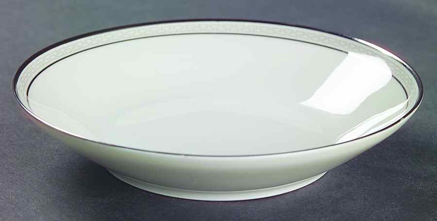Greek Key Gray (Platinum Trim) Fruit/Dessert (Sauce) Bowl by Heinrich - H&C-1