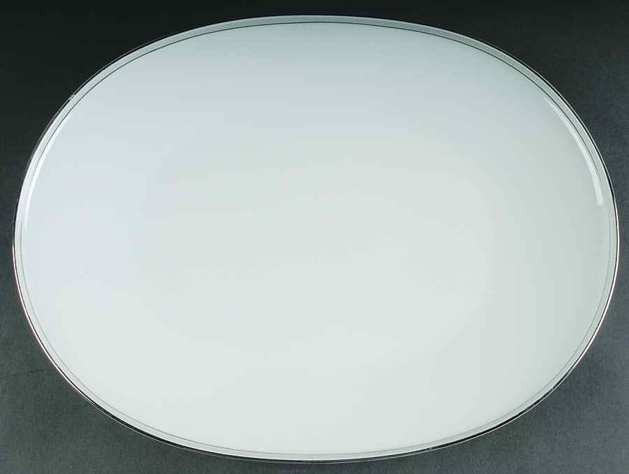 Greek Key Gray (Platinum Trim) 15" Oval Serving Platter by Heinrich - H&C-1