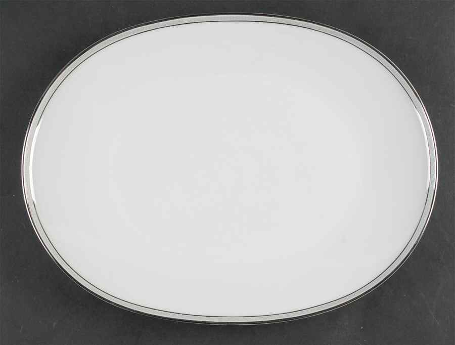 Greek Key Gray (Platinum Trim) 13" Oval Serving Platter by Heinrich - H&C-1