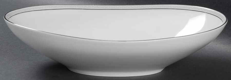 Greek Key Gray (Platinum Trim) 10" Oval Vegetable Bowl by Heinrich - H&C-1
