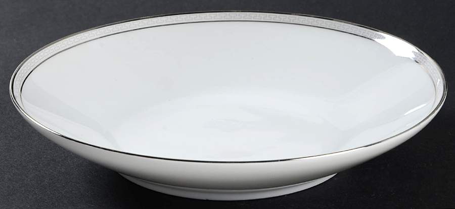 Greek Key Gray (Platinum Trim) Coupe Soup Bowl by Heinrich - H&C-1