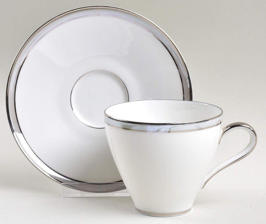 Grey Luster Flat Cup & Saucer Set by Heinrich - H&C-1