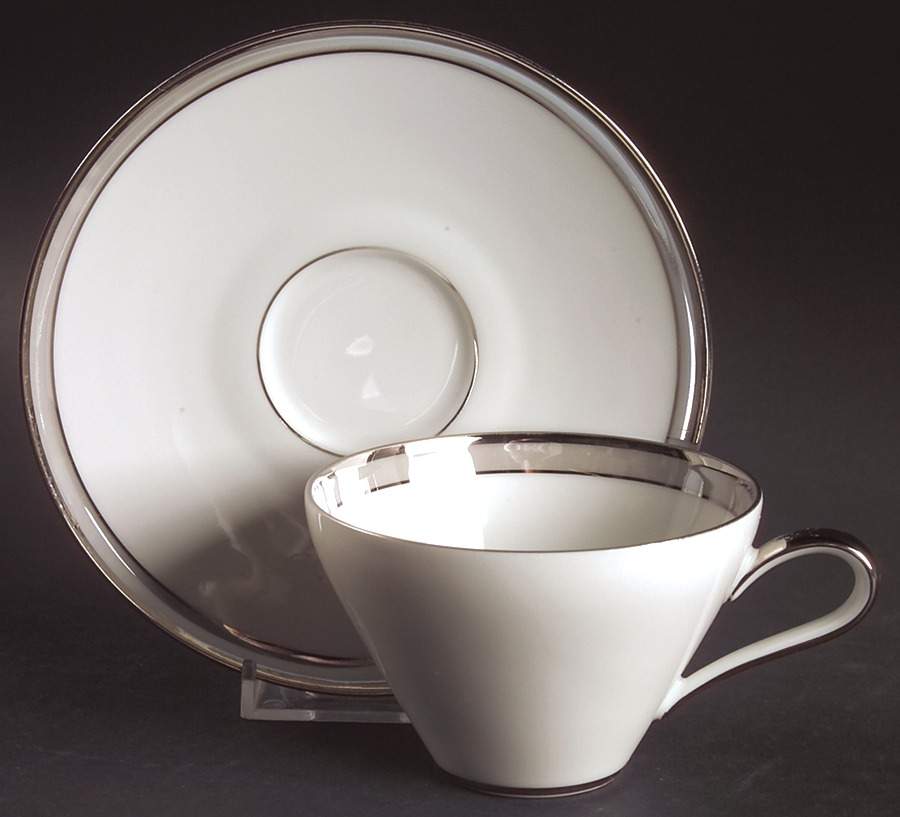 Grey Luster Flat Cup & Saucer Set by Heinrich - H&C-1