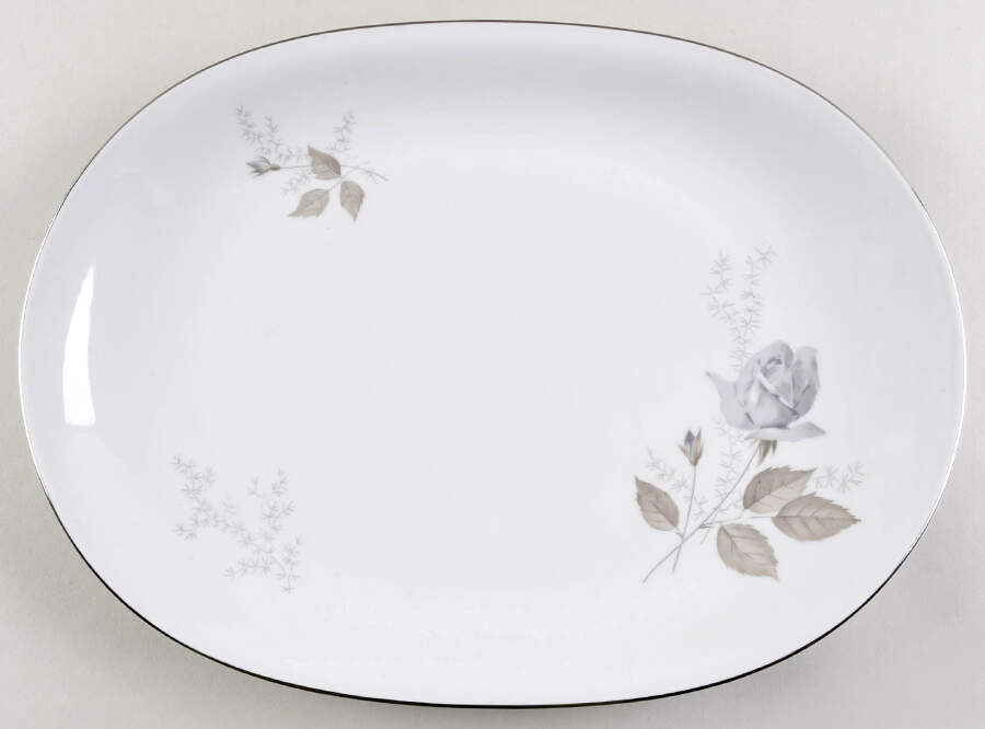 Grey Rose 14" Oval Serving Platter by Heinrich - H&C-1