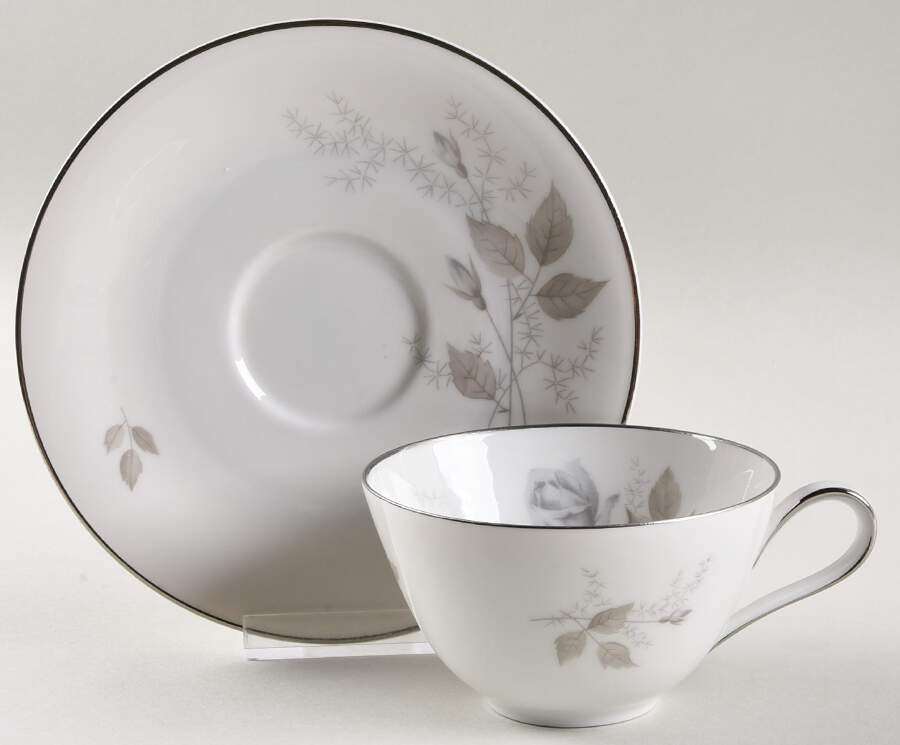 Grey Rose Flat Cup & Saucer Set by Heinrich - H&C-1
