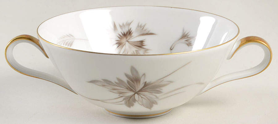 Sepia (White, Gold Trim) Flat Cream Soup Bowl by Heinrich - H&C-1