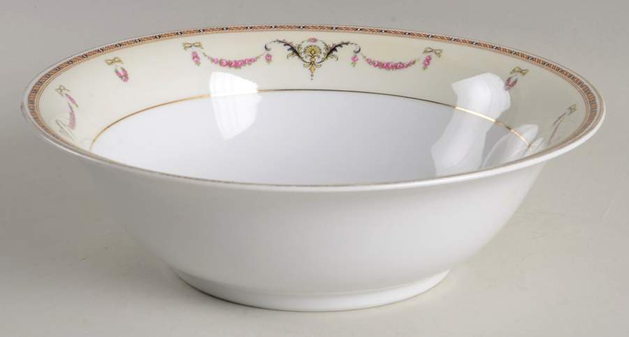 HC481 (Cream Rim, White Center) 9" Round Vegetable Bowl by Heinrich - H&C-1