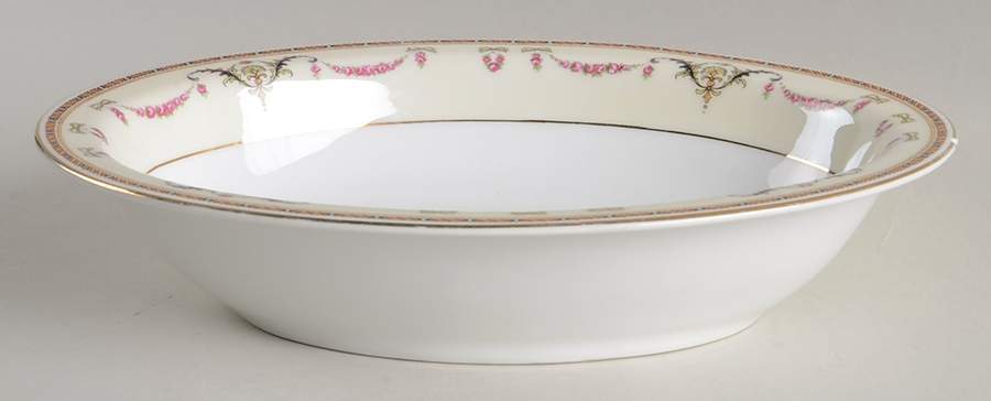 HC481 (Cream Rim, White Center) 10" Oval Vegetable Bowl by Heinrich - H&C-1