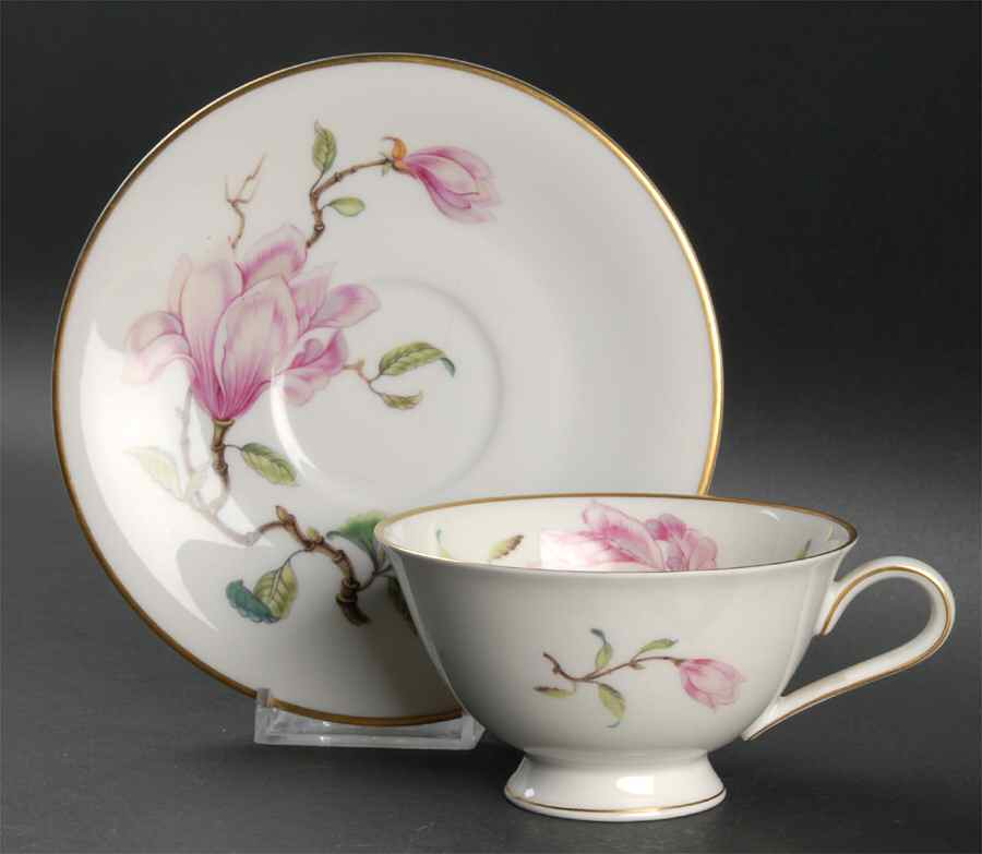 Magnolia Footed Cup & Saucer Set by Heinrich - H&C-1