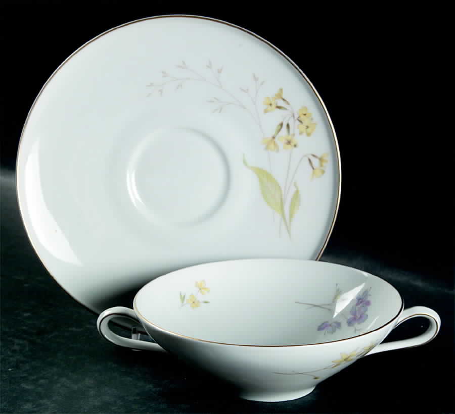 Meadow Flowers Flat Cream Soup Bowl & Saucer Set by Heinrich - H&C-1