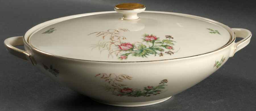 Moss Rose (Cream Background, Coupe) Round Covered Vegetable by Heinrich - H&C-1