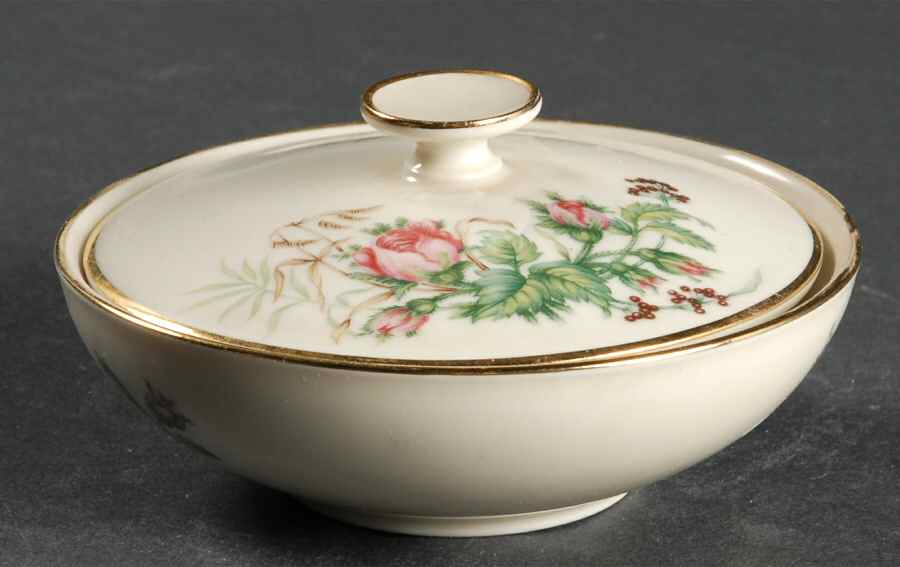 Moss Rose (Cream Background, Coupe) Mini Sugar Bowl & Lid by Heinrich - H&C-1