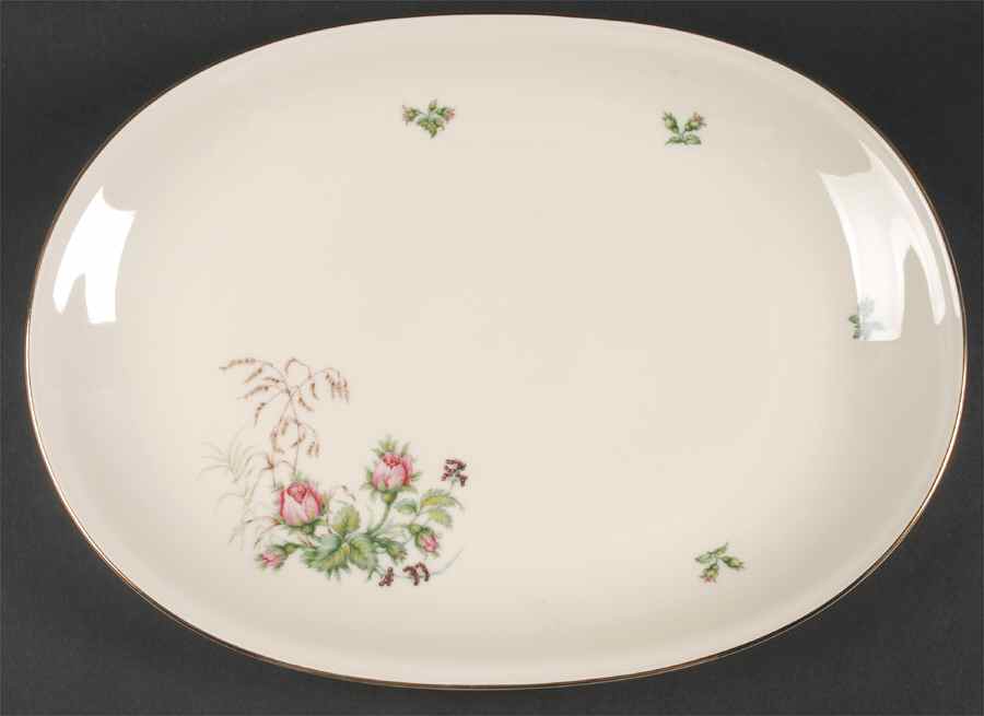Moss Rose (Cream Background, Coupe) 16" Oval Serving Platter by Heinrich - H&C-1