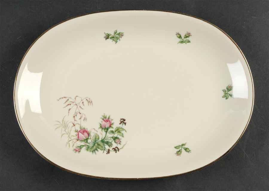 Moss Rose (Cream Background, Coupe) 11" Oval Serving Platter by Heinrich - H&C-1