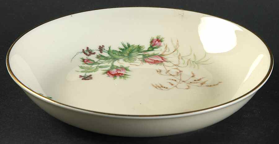 Moss Rose (Cream Background, Coupe) Fruit/Dessert (Sauce) Bowl by Heinrich - H&C-1