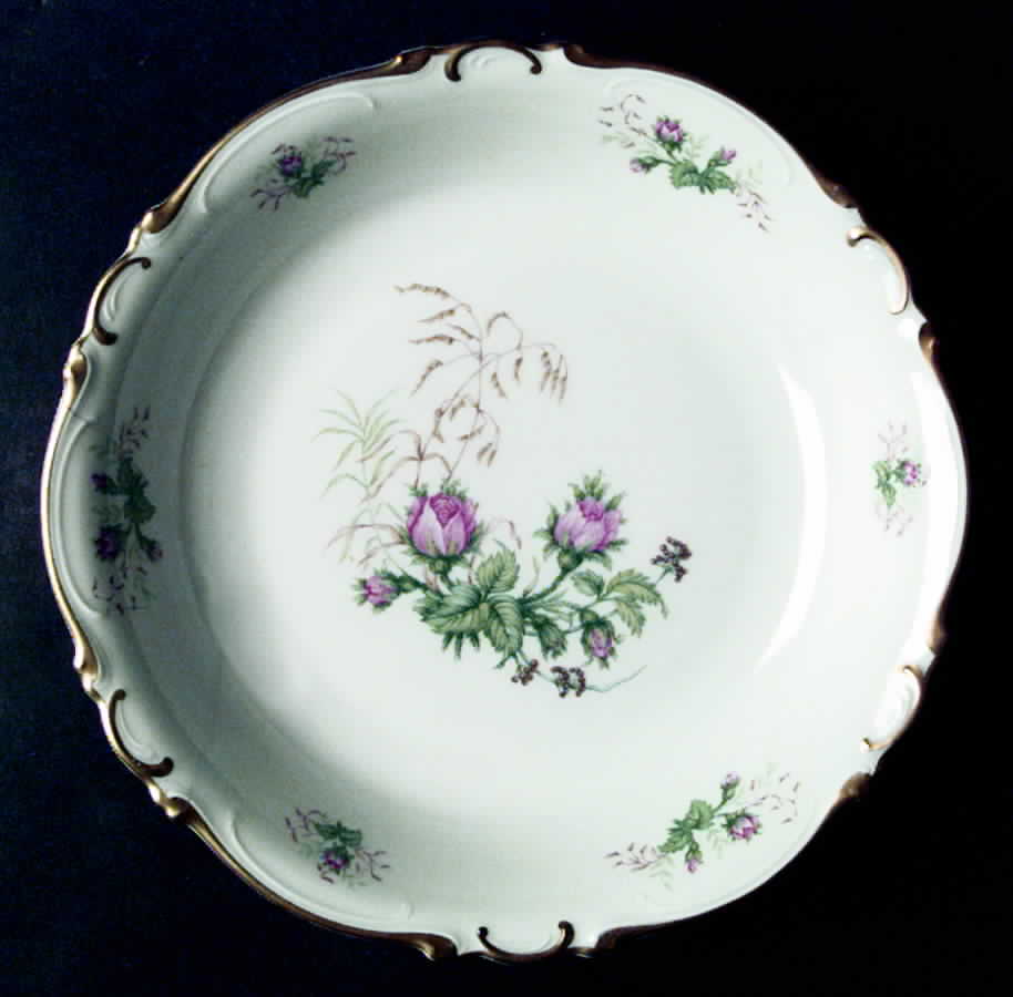Moss Rose (White Background, Rim) Coupe Soup Bowl by Heinrich - H&C-1