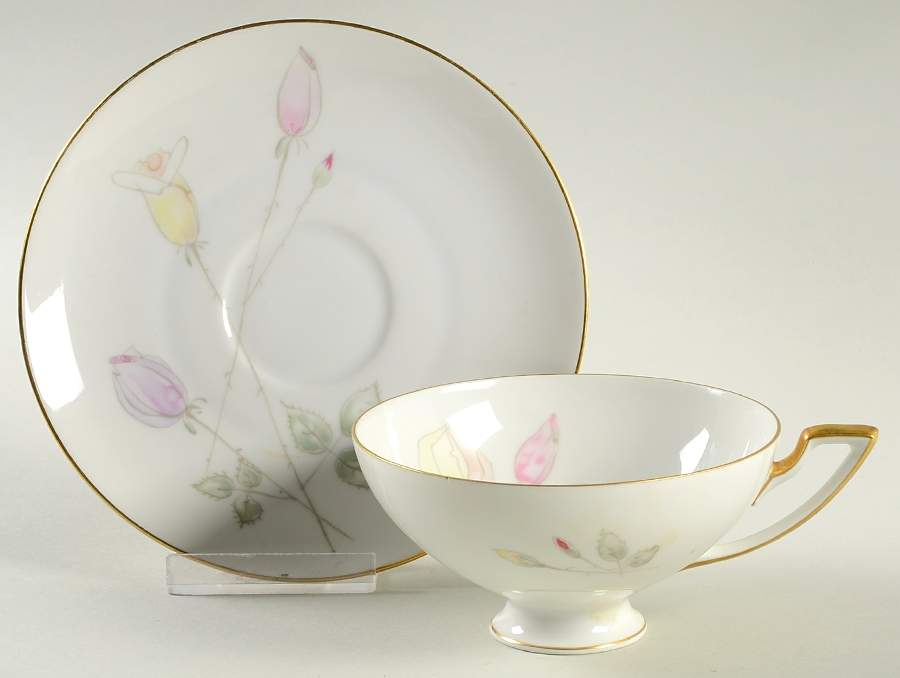 Pastel Bud Footed Cup & Saucer Set by Heinrich - H&C-1