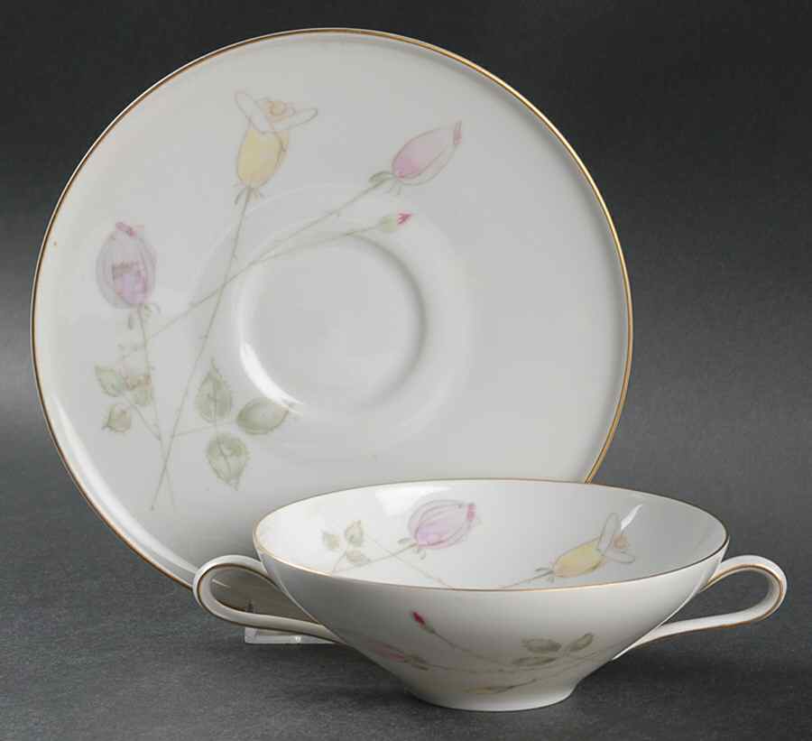 Pastel Bud Flat Cream Soup Bowl & Saucer Set by Heinrich - H&C-1