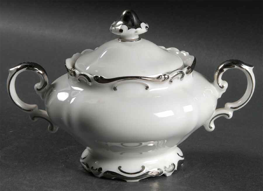 Platinum Baroque Sugar Bowl & Lid by Heinrich - H&C-1