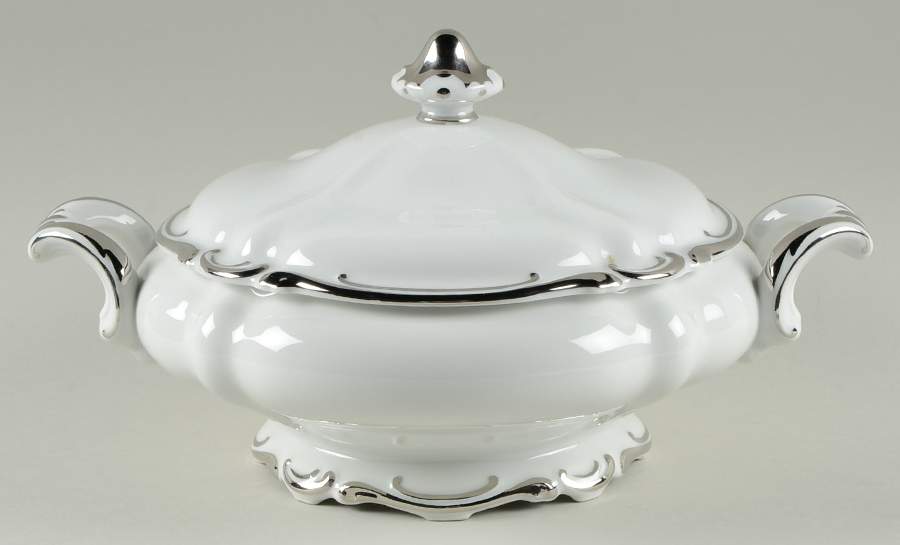 Platinum Baroque Round Covered Vegetable by Heinrich - H&C-1